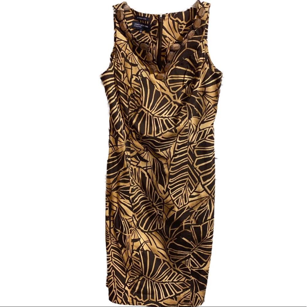 Jones New York Women’s Brown Tropical Beach Pattern Dress Sz 6.